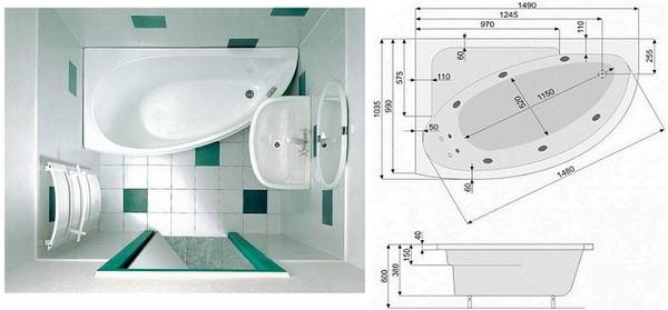 Преимущества угловых ванн при установке в помещениях с разной площадью - фото